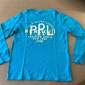 Polo Ralph Lauren Boys Size M Turquoise Long Sleeve Cotton T Shirt.